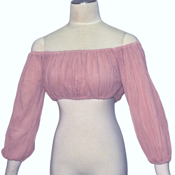 Savannah Morrow the Label Mauve Tone Cotton Gauze Crop Top XS S - Picture 1 of 7